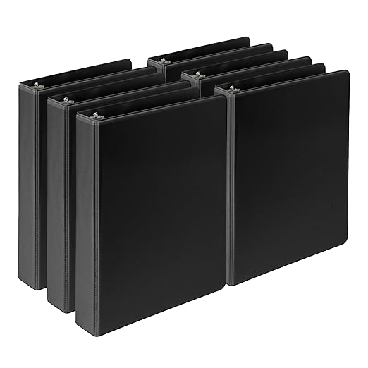 Samsill Economy 1 Inch Mini 3 Ring Binder, Made in The USA, Round Ring Binder, Non-Stick Customizable Cover, 1" View, 6-Pack, Black