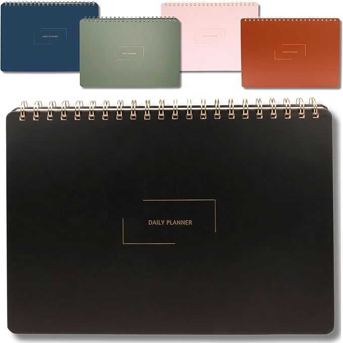 Merely Home Undated Daily Planner | 8.25” x 11.75” Work To-Do Notebook | ADHD Academic Organizer | Multi-Layout | Men and Women Planner | College Supplies | Black | Landscape Layout