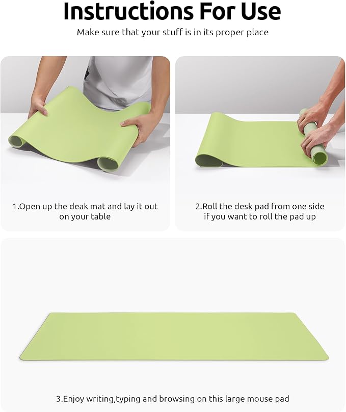 YSAGi Leather Desk Pad Protector, Office Desk Mat, Large Mouse Pad, Non-Slip PU Leather Desk Blotter, Laptop Desk Pad, Waterproof Desk Writing Pad for Office and Home (Peak Green, 23.6" x 13.8")