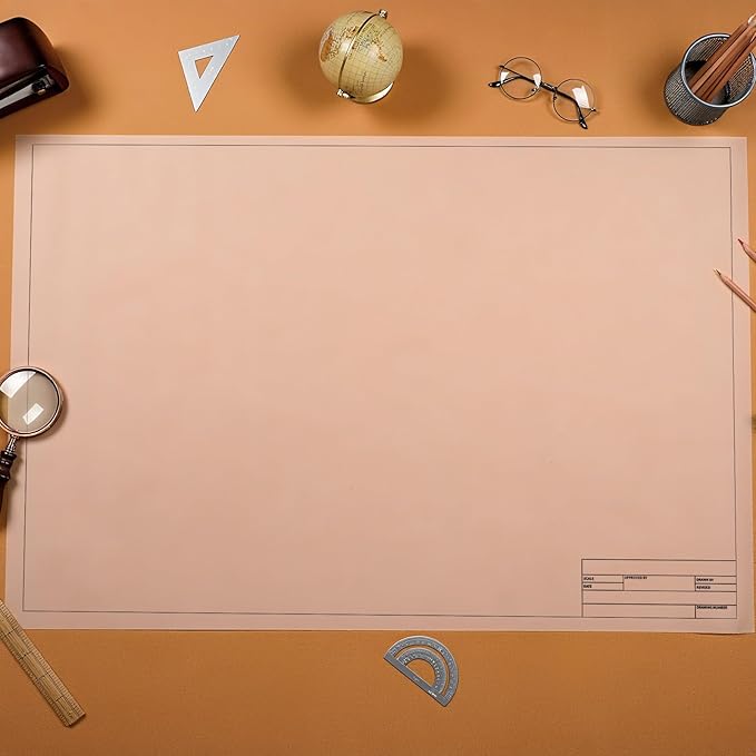 Tatuo 15 Sheets Architectural Vellum Paper 24 x 36 Inch Drafting Vellum Tracing Sheets White Semi Translucent Drafting Paper Rag with Border and Title Block for Drawing Sketching Architecture Building
