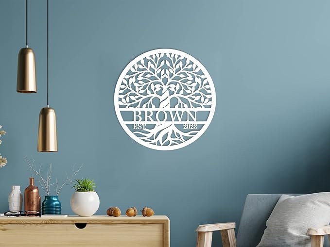 Personalized Tree of Life Metal Wall Sign, Custom Tree of Life Wall Art, Personalized Anniversary Wedding Gifts, Custom Metal Name Sign, Personalized Metal Name Sign Personalized Mothers Day Gift
