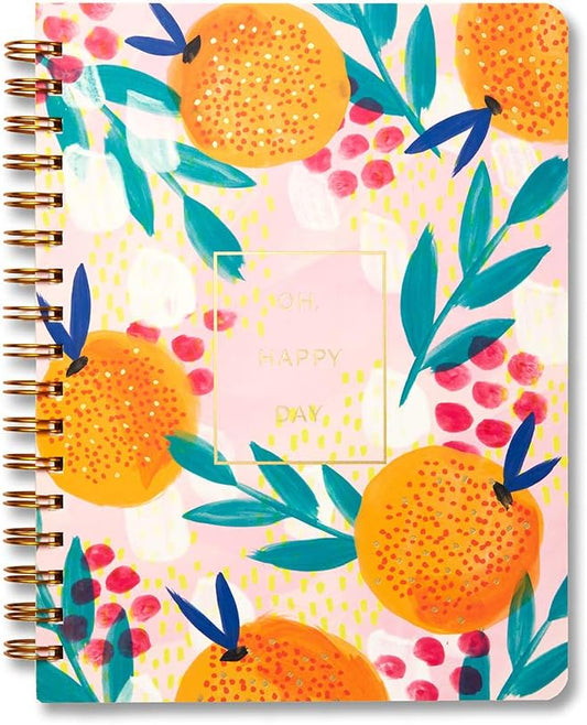 Compendium Spiral Notebook - Oh, Happy Day — A Designer Spiral Notebook with 192 Lined Pages, College Ruled, 7.0”W x 9.25”H