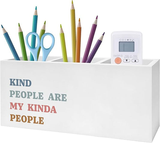 Exqcom Kind People Are My Kinda People Pen Pencil Holder, Teacher Appreciation Gifts, Positive Affirmations Humorous Pencil Pen Holder Organizer for Teacher Office Desk Accessories
