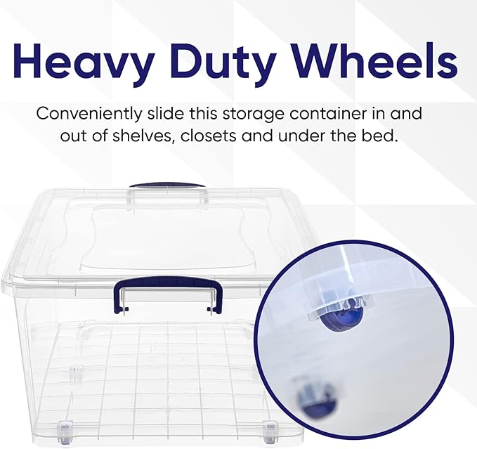 Superio Storage Bins with Lids, Clear Plastic Containers for Organizing, Stackable Totes, BPA Free, Odor Free, Organizer Boxes for Home, and Dorm (4 Pack, 60 Quart)