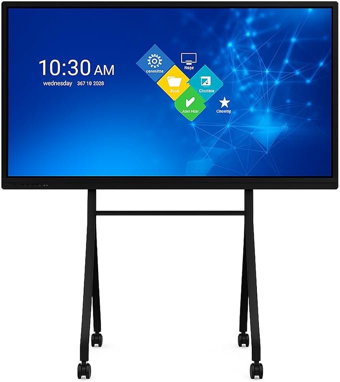 HZN 70-Inch Interactive Smart Board, 4K Touch Screen Display with 20-Point Touch, 8GB RAM + 128GB Storage, Digital Whiteboard for Classroom and Business Presentations