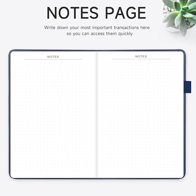 KUMEER Check Register – Elegant Check Registers for Personal Checkbook with Check & Transaction Registers, Hardcover Checkbook Log 5.2x7.6" (Navy Blue)