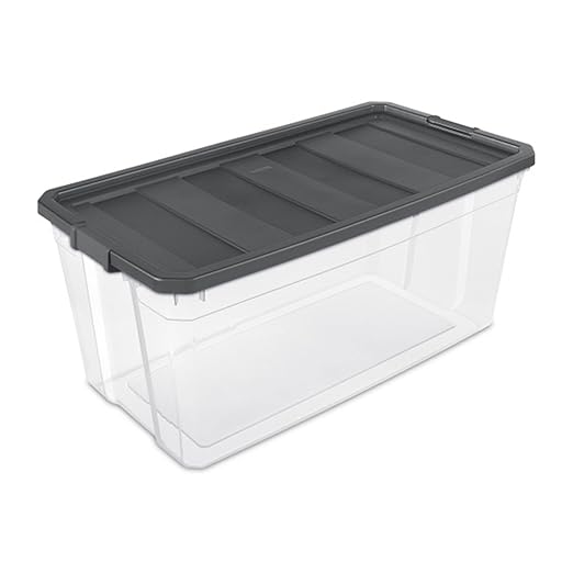 Sterilite 3-Pack Modular Stacker Box, Durable Clear Plastic Storage Bins with Latching Lids, 200 Quart - Stackable Organizing Container Boxes for Closet, Bathroom, and Office