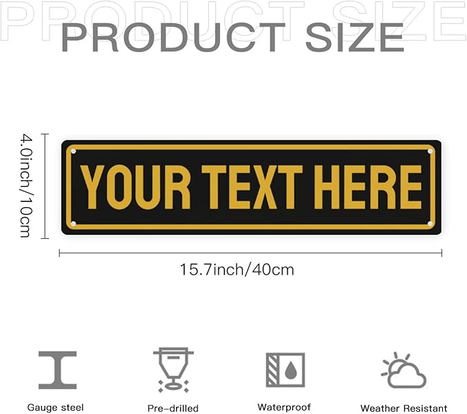 Custom Street Sign Bulk Personalized Metal Signs For Outdoor Indoor Business Home Store Office Yard Street Lawn Make Your Own Customized Signs With Your Logo Text Photo, 4x16inch
