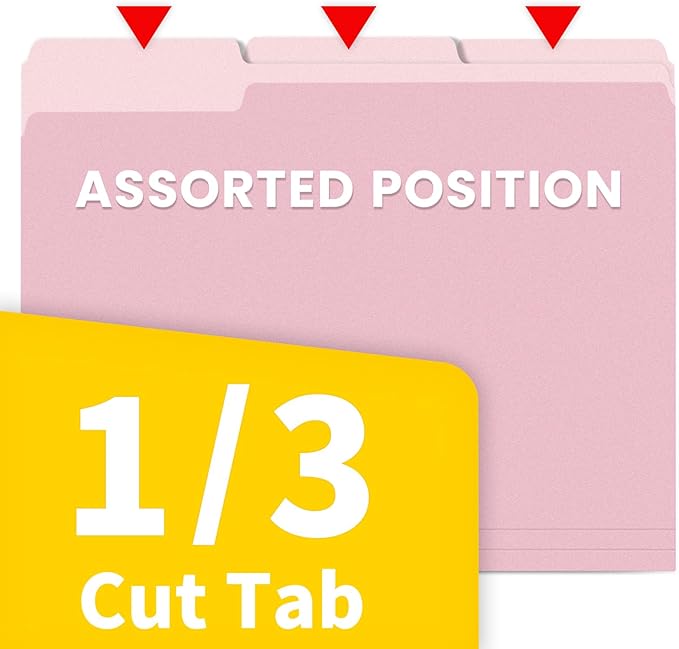 SUNEE File Folders, 36 Pack Manilla Folders 8.5 x 11, Colored File Folders Home Office School Supplies for Documents Files Paper, Pink
