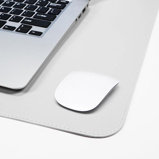 AFIING Dual-Sided Desk Pad, Natural Cork & PU Leather, Desk Mat Protector Non-Slip, Waterproof, Easy Clean,Large Mouse mats for Office and Home Work(Ivory White, 31.5"x17")