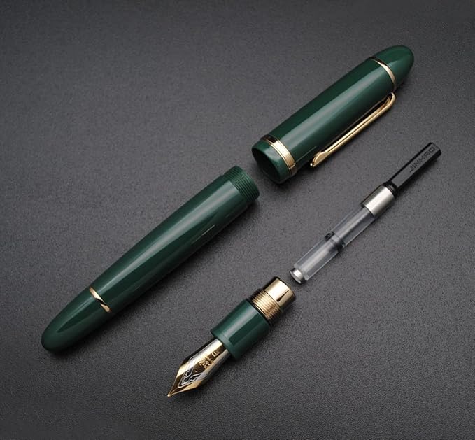 JINHAO X159 Fountain Pen (F Nib 0.5mm, Dark Green with Gold Clip)