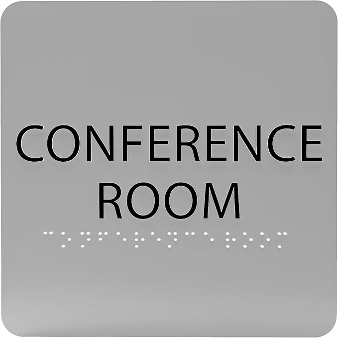 ADA CENTRAL SIGNS - 6" X6" Conference Room Sign- ADA Compliant Tactile Graphics Grade 2 Braille Text Acrylic Wall Signs - Authorized Personnel Only, Meeting Privacy Door Sign for Schools, and Offices
