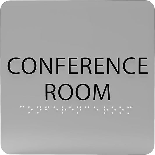ADA CENTRAL SIGNS - 6" X6" Conference Room Sign- ADA Compliant Tactile Graphics Grade 2 Braille Text Acrylic Wall Signs - Authorized Personnel Only, Meeting Privacy Door Sign for Schools, and Offices