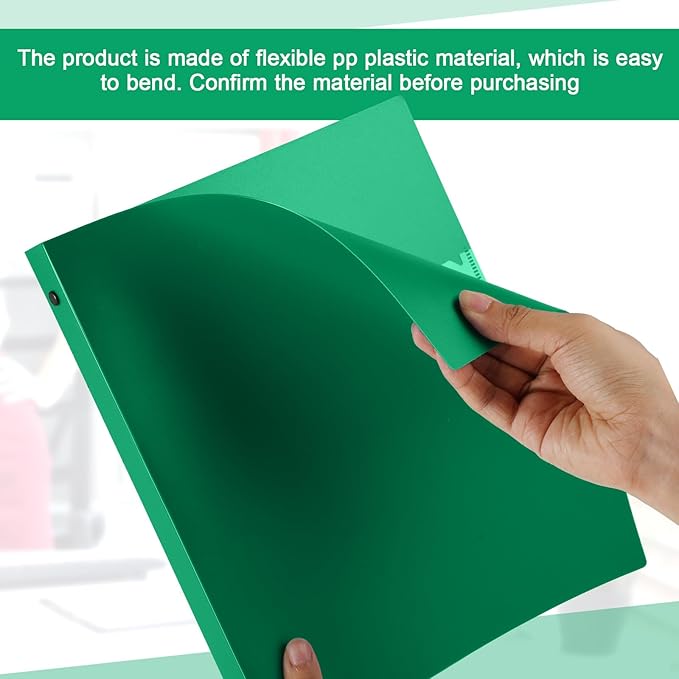 Henoyso 16 Pcs 3 Ring Binder 0.5 Inch Round Fits Letter Size 8.5'' x 11'' Paper Plastic Flexible Binder Bulk Holds 140 Sheets with 1 Pockets Versatile Organizer for Home Office School (Green)