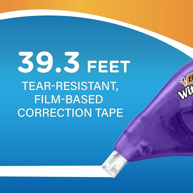 BIC Wite-Out EZ Correct Correction Tape, Tear-Resistant and No Dry Time, 18-Count Pack in White