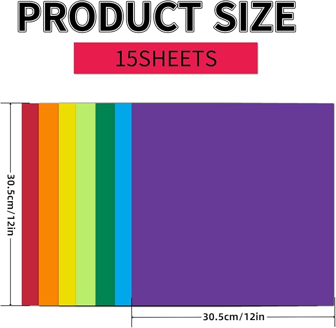15 Sheets Colored Cardstock 12"x12",250gsm/90lb Heavyweight Cover Cardstock Paper, Thick and Smooth Card Stock Perfect for Card Making, Scrapbooking and Crafts(Multicolor)
