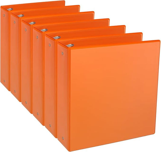 CIXILDTS 2-inch Round Ring Binder, Durable 2" 3 Ring Binder Fit Letter Size Paper, Orange, 6-Pack