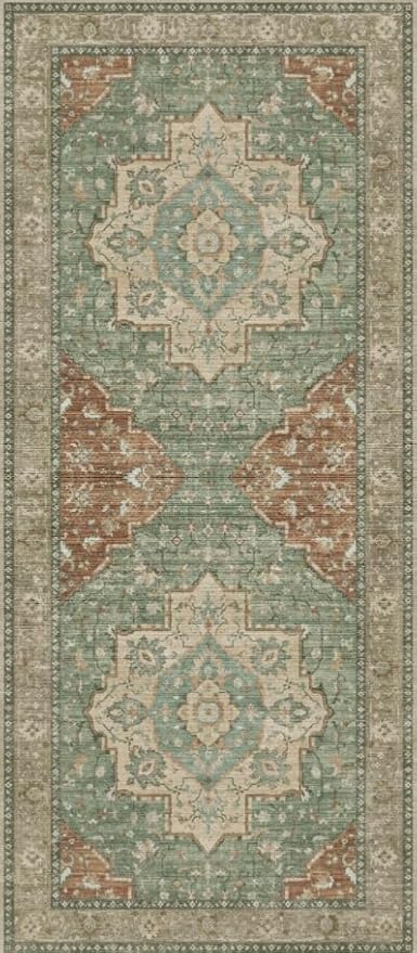 GENIMO Runner Rug 2'6"x6 Machine Washable Non Slip Vintage Hallway Runner Rug, Low Pile Lightweight Rugs for Indoor Entryway, Hallway, Kitchen and Corridor