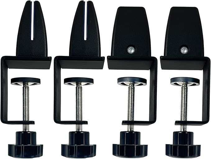 Jhanw 4-Pack Adjustable Aluminum Desk Clamps - Fits 1/8" to 51" Panels, Black Plexiglass/Privacy Screen Clips for Office Dividers & Sneeze Guards