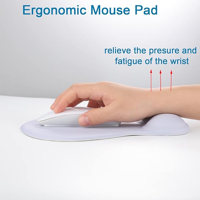 xinidc Ergonomic Computer Mouse Pad with Wrist Rest Support, Pain Relief Mouse Pad with Non-Slip PU Base for Home Office Working Studying (Gray)