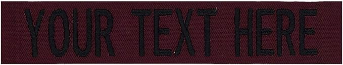 Custom Uniform Name Tapes Solid Colors. Made in The U.S.A. Ships Under 24 Hours. Maroon Fabric, 5 Inch Hook Fastener (Uniform Ready Fastener)