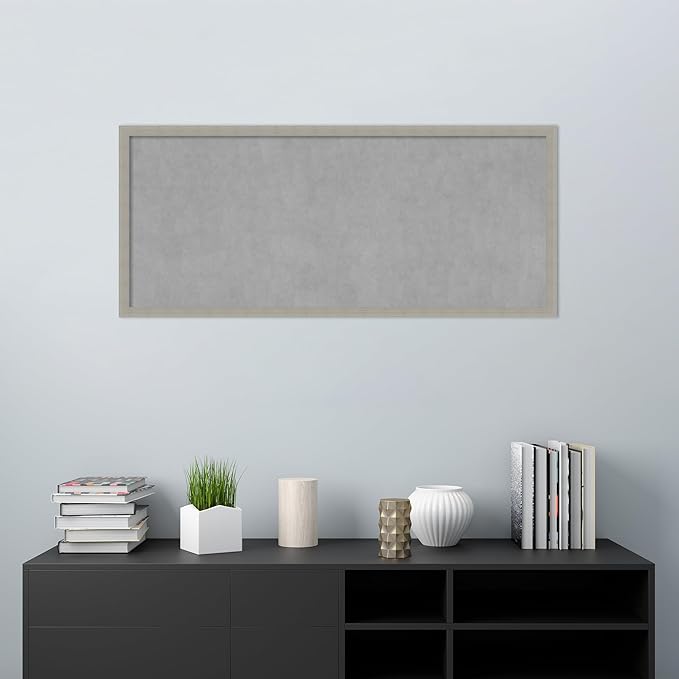 Amanti Art Grey Framed Magnetic Board 22x50 Oversize Vision Board for use with Magnets, 100% Metal Sheet to Display Items as Office Decor or for Home Organization in mudroom, Kitchen or Kids Room