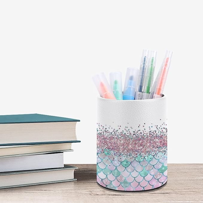 DIYYAO Personalize Sunflower Pattern Circular Pen Holder - Desk Pen Organizer Control Storage Box Makeup Brush Holder (F)