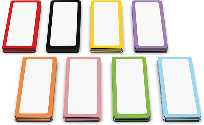 Attractivia Dry Erase Magnetic Labels 2.8 x 1.2 in, Color Borders, Dry Erase Magnets, 60-Pack, White Erasable Write-On All-Purpose Labels, for Office, Education, Home, Whiteboard, Magnetic Name Tags