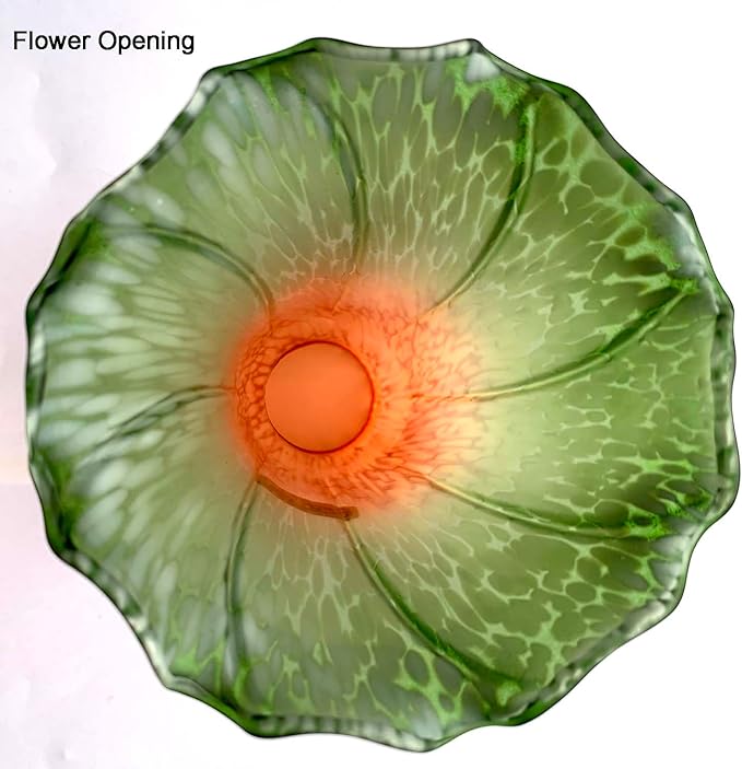 Bieye LS23 Lily Flower Blown Glass Lampshade (Orange Green, Opening I.D. 1.26" x O.D. 1.5")