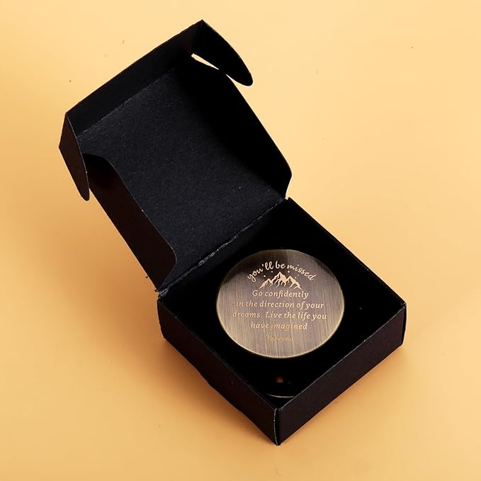 Retirement Gifts for Men, Compass Gifts, You Will Be Missed Vintage Compass Present for Men, Farewell Going Away Goodbye New Beginnings Gifts for Coworkers Colleague Employee,Dorm Room Essentials