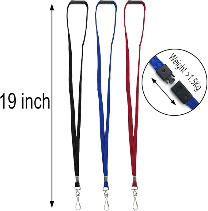 Bird Fiy Lanyards Safety Blue Lanyards Neck Flat Premium Breakaway Badge Lanyard with J-Hook for ID Nametag Badge Holder (Blue, 25 PCS)