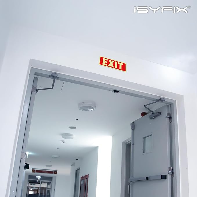 iSYFIX Exit Glow in the Dark Sign – 6 Pack 12x4 Inch – 40 mil Thick Polystyrene Plastic Sign, Laminated UV, Scratch & Fade Resistance, Waterproof, Indoor & Outdoor