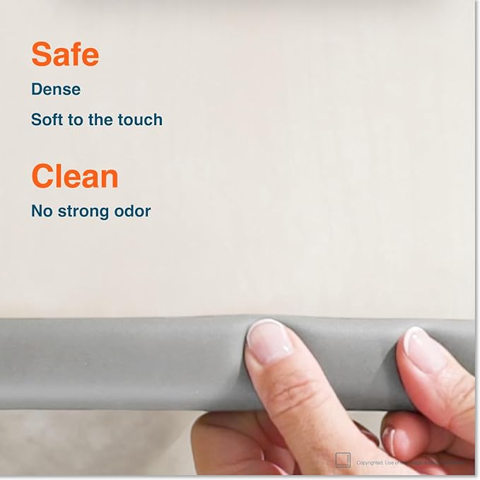 Roving Cove HeftyFit Edge Protector for Baby Proofing (9ft Large Edge Only), Heavy-Duty Soft Furniture Edge Bumper Guards, Desk Edge Cushion, Wall Corner Covers, 3M Adhesive, Stone Grey