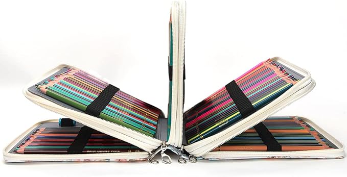 Vomgomfom Colored- 200 Slots Pencil Holder with Zipper Closure Twill Fabric Large Capacity Pencil Case for Watercolor Pens or Markers, Organizer for Artist (Gray Rose)