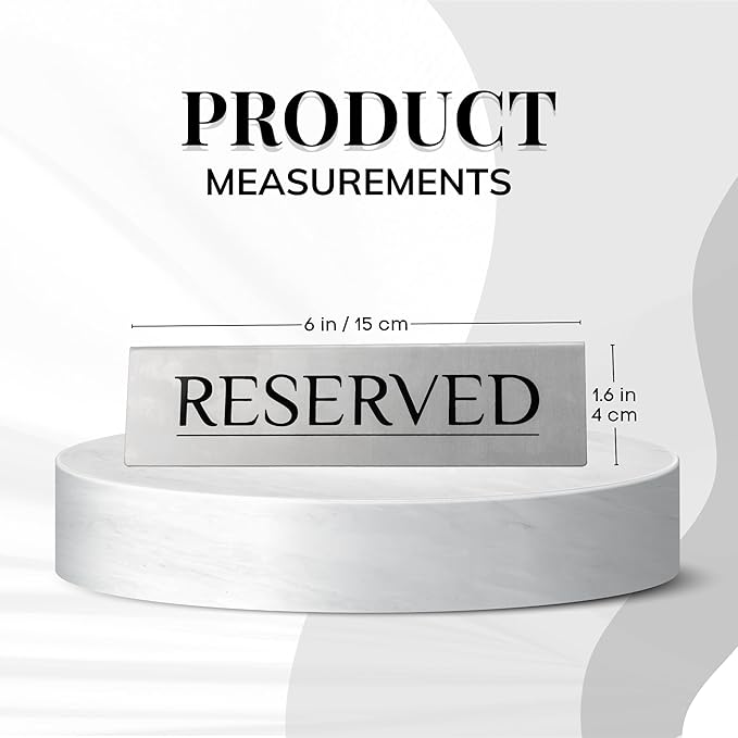 6 Reserved Table Signs – Silver Stainless Steel | Elegant, Durable & Reusable Reserved Signs for Wedding Receptions & Restaurants | Wedding Accessories & Restaurant Supplies by Adaptic Group®