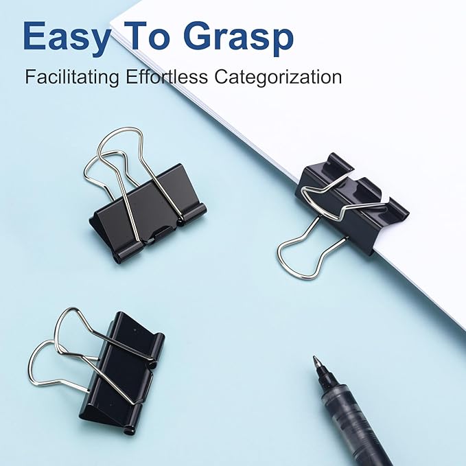 132 Pack Small Binder Clips 0.75 Inch with Container, Paper Clips Clamps, Black Office Clips, Mini Binder Clips, Clips for Paperwork, for Office and Home Supplies School