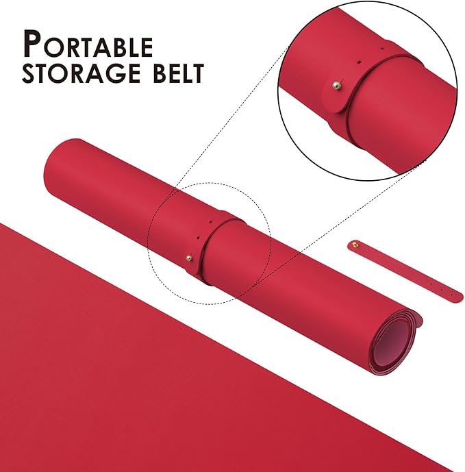 Leather Desk Mat - Non-Slip PU Desk Pad for Office and Home - Desk Organization and Accessories - Ideal for Large Mouse Pad and Desk Mats on Top of Desks (Rose Red,31.5"x 15.7")
