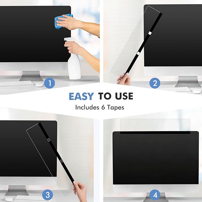 DOLLAR BOSS Monitor Memo Boards for Computers Office Desk Accessories 15.7" x 3.1" Transparent Acrylic Monitor Side Panel Multifunction Message Board Screen Note Holder for Office Home Work Desk