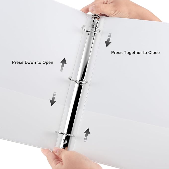 CIXILDTS 2" 3 Ring Binder, Standard 2-inch Round Ring Binder Fit Letter Size Paper, Presentation View Binders, White, 6-Pack
