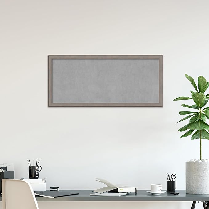Amanti Art Grey Framed Magnetic Board 23x51 Oversize Vision Board for use with Magnets, 100% Metal Sheet to Display Items as Office Decor or for Home Organization in mudroom, Kitchen or Kids Room