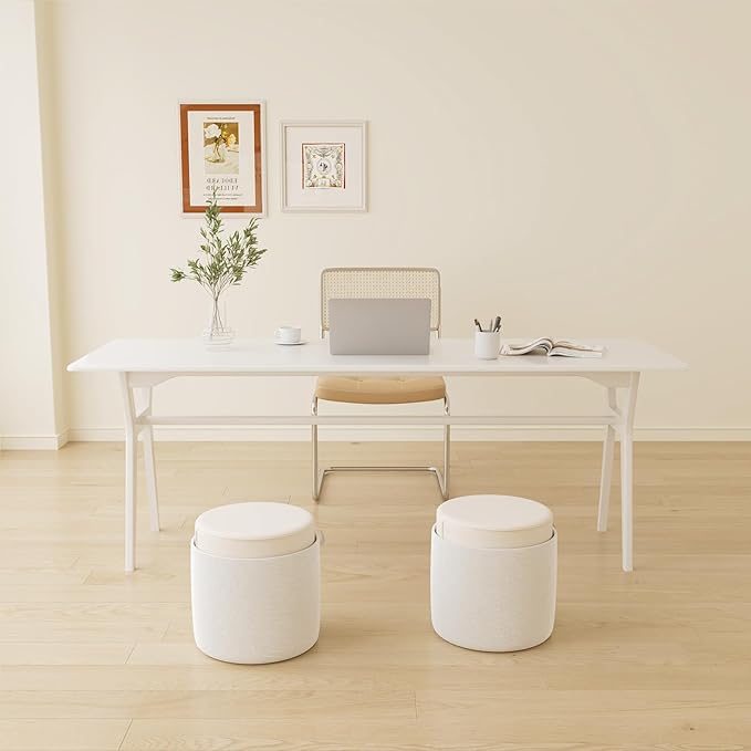 OSCHF Solid Wood Study Desk - 71" Double Long Computer Table for Home Office, 2-Person PC Workstation, White