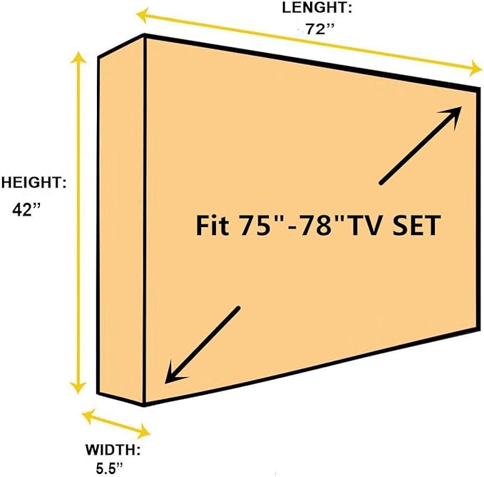 BroilPro Accessories Outdoor 75" -78" TV Set Cover,Scratch Resistant Liner Protect LED Screen Best-Compatible with Standard Mounts and Stands (Black)