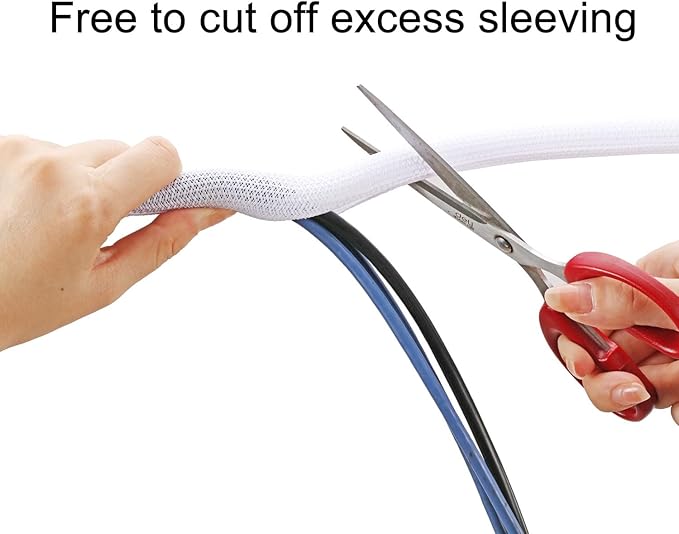 QCSIW 1/2" x100ft Split Sleeve Wire Loom Tubing - Chew-Proof Pet-Safe Cord Protector for USB, Power, Audio/Video Cables | Durable Cable Sleeve to Protect Cats & Wires | Easy Install, White