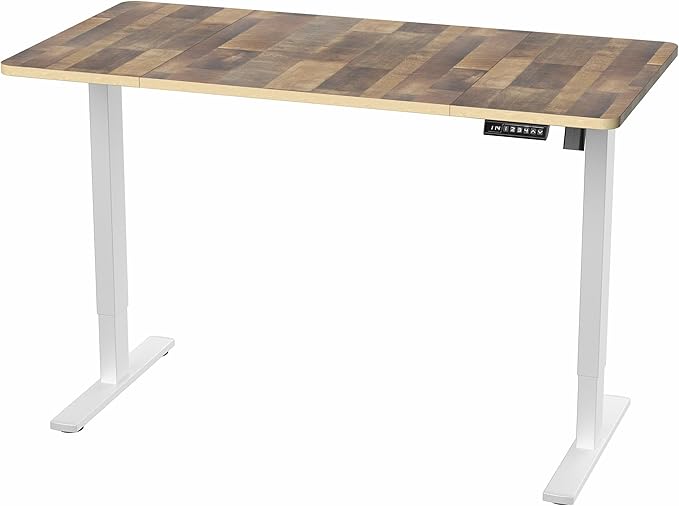 VIVO Electric 60 x 30 in Standing Desk, Memory Height Adjustment, 1B Series, Holds 220 lbs, Reclaimed Wood Top White Frame, DESK-KIT-1W6P-30