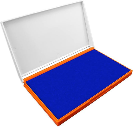 Plastic Case Stamp Pad Large Size, Blue Color - Size: 4" x 7" - Choose from 15 Ink Colors