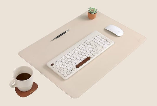 NODITO Dual-Sided Leather Desk Pad,Blotter for Laptop Computer,Mouse Pad,Writing,Drawing,Arts and Craft Mat (17"x24", Beige/Brown)