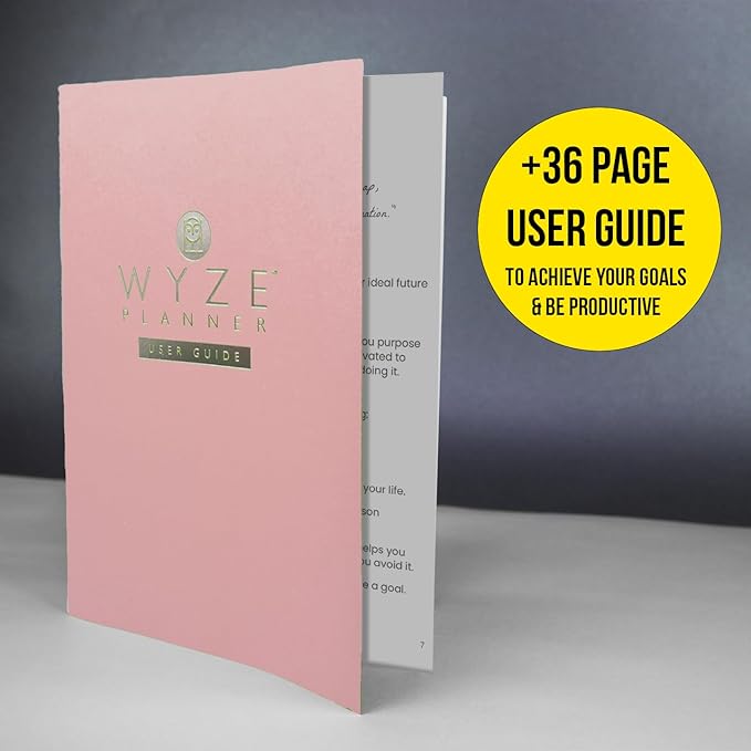 Wyze Planner Undated Daily Planner – 1-Year B5 Productivity Organizer with Two-Page Weekly Spread, Goal Setting, Habit Tracker, Weekly & Monthly Pages – Hardcover Time Management Notebook (Pink)