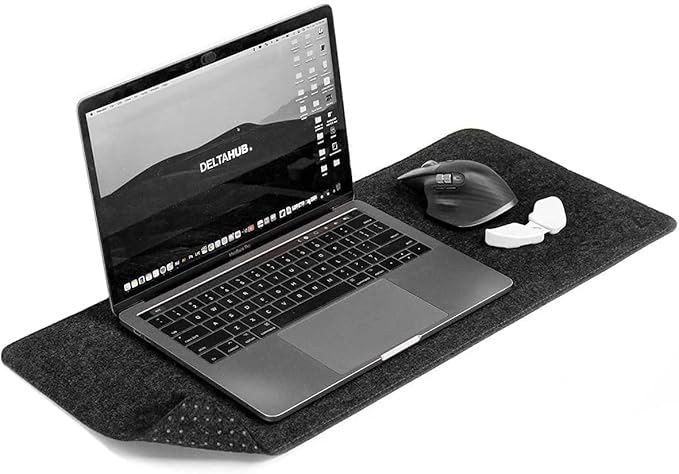 DELTAHUB - Minimalistic Felt Desk Protective Pad, Anti-Fray, Anti-Slip, Easy to Clean, Easy Glide, Long Lasting, Sleek Design, Comfortable, Resistant, Desk Mat, PC, Mac, Laptop - Medium (12x35inch)