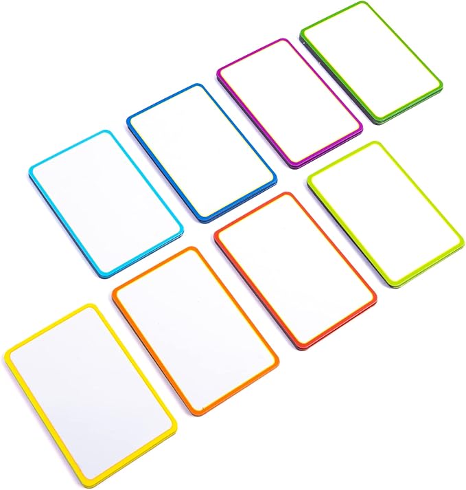 Availey 40 Pieces (3 x 2) - Colored Border Magnetic Dry Erase Labels - Reusable Strips for Classroom Home Office Garage - Refrigerator Blank Writable Erasable Cards - Name Tags Students Locker Shelf