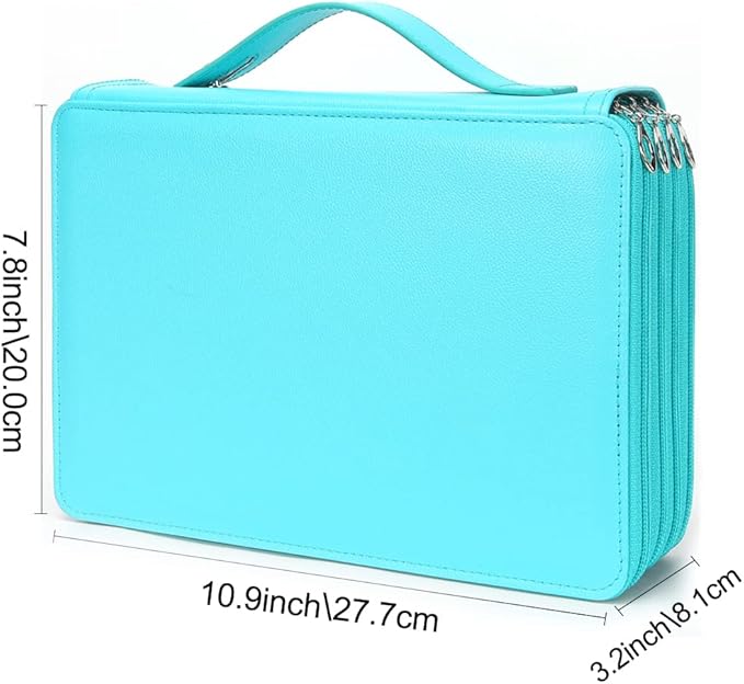 Vomgomfom Colored Pencil Case - 200 Slots Holder With Zipper Closure, Deluxe PU Leather Large Capacity for Watercolor Pens or Markers, Organizer for Artist (Green)